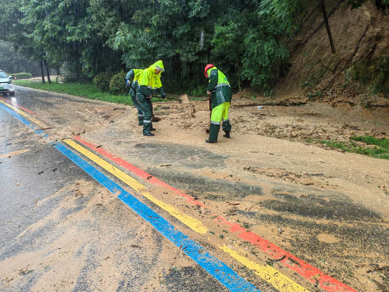公司积极抗击暴雨保畅通